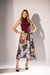 Saia Midi Floral com Tule - Branca com Preto