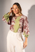 Blusa Estampada Floral - Verde com Marrom