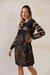 Vestido Curto Tropical Manga Tricô | Marinho - Doce Maria