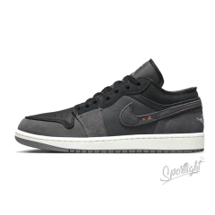 Tênis Nike Air Jordan 1 Low Inside Out Black preto com detalhes em cinza e solado branco, na vista lateral interna