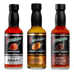 COMBO DE PIMENTAS HABANERO MEXICANAS - 3 molhos 60ml + BRINDE! Chilli Brothers