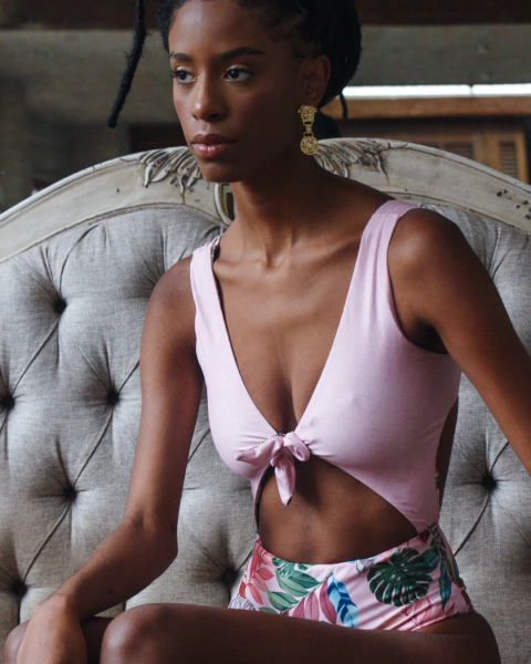 Maiô Santorini Rosa Dupla Face