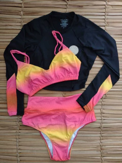 Imagen de Trikini Cropped Manga Longa Hot Pant Lycra UV50+ Tie dye