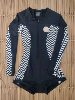 Maiô Adulto Short Manga Longa Lycra UV50+ Preto ZigZag - online store