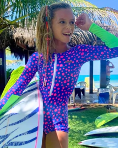 Maiô Infantil Teen Short Manga Longa Lycra UV50+ Cerejinha Roxo - comprar online