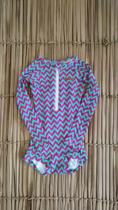 Bañador Infantil Manga Corta Lycra UV50+ zigzag rosa - tienda online