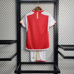 Camisa + Short Infantil Unissex Arsenal Home I 23/24 - Vermelho