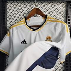 23/24 branca com amarelo, camisa home I la liga champions nova camisa do real madrid 2023 vinicius junior, rodrigo, benzema 12Multimarcas