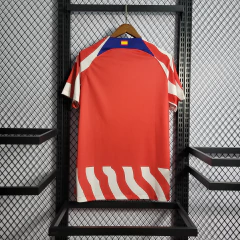 Atlético de Madrid I Home laliga Espanhol 2022 2023 Torcedor Nike Masculina Branca Pinceladas Vermelho
