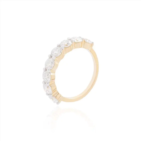 Anel meia aliança moissanites 4mm / 3.23ct prata banho de ouro