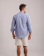 Camisa Manga Longa Slim TRT Listrada Azul e Branca em Linho - comprar online