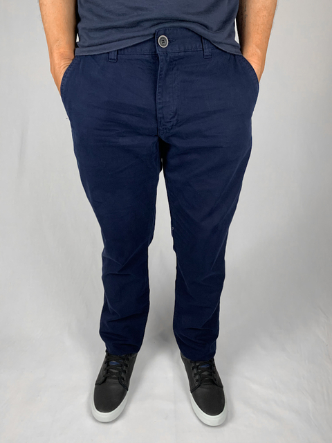 Calça de Sarja Slim Marinho