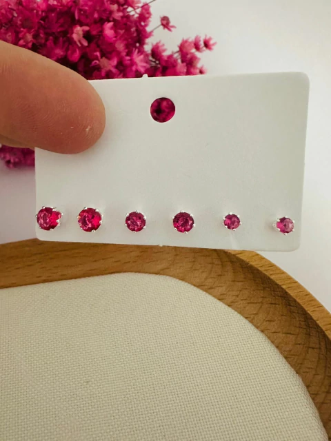 TRIO PONTO DE LUZ ZIRCÔNIA FUCSIA PRT