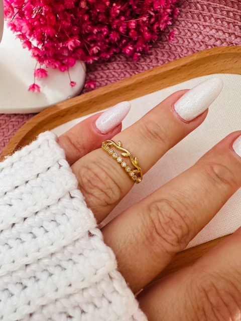 ANEL RAMINHO FIO DUPLO BOLINHAS CRAVEJADA OUR