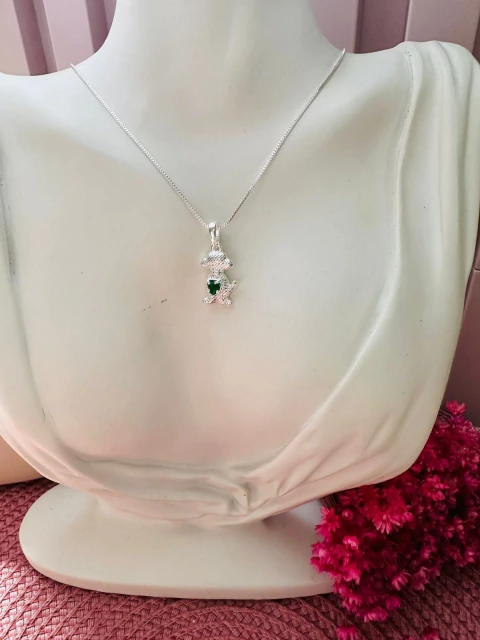 COLAR DOG DIAMANTADO CORAÇÃO VERDE PRT