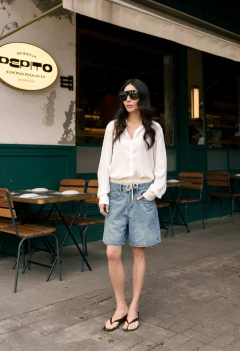 Bermuda Jeans Cós Duplo