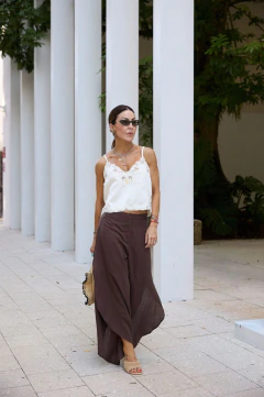 Calça Ampla Em Linho
