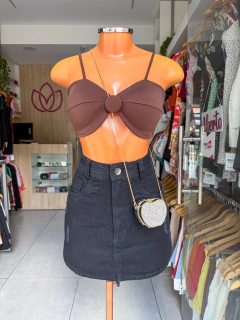 Short saia jeans black em OFF