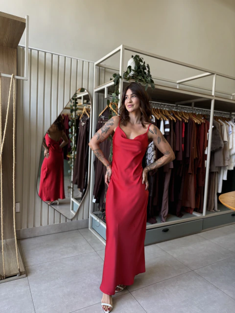 Vestido Seda - Vermelho