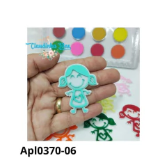Aplique de acrilico escolar menina rabisco 4cm - 1 unidade