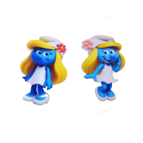 Aplique Smurfete Grande Curvado Acrílico (9cm) - 1 Unidade