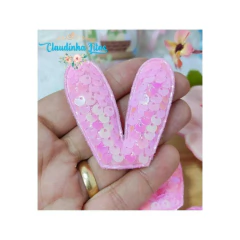 Aplique orelha de coelho paetê - medida 5,0x 5,5 cm - 2 unid. na internet