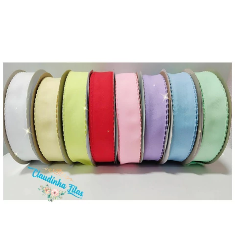 Fita Yama gorgurão Twill com pompom 38mm - ( 2 metros)