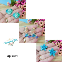 Aplique fundo do mar de resina azul furtacor ( 2 unid.)