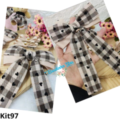 Box pegue e monte xadrez coração marrom - Claudinha Fitas