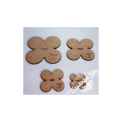 Molde em mdf flor com 4 pétalas 4 tamanhos