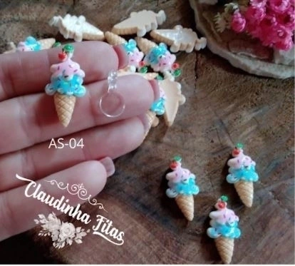 Aplique 2cm com adaptador sorvete casquinha as04