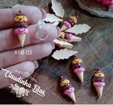 Aplique 2cm com adaptador sorvete casquinha asb03