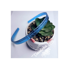 Tiara com dentinho 10mm com glitter - Claudinha Fitas