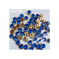 Chaton engrampado dourado redondo 8mm c/10unids