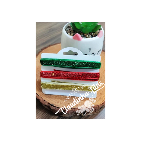 Kit Fita lurex esponjado 10mm Natal - c/6metros
