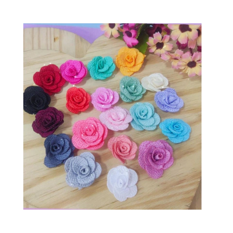 flor de tecido 2,5cm com 5 unidades