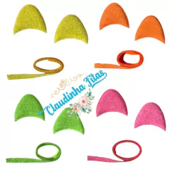 Aplique orelha de gato neon - kit com 2 orelhas neon e acabamento