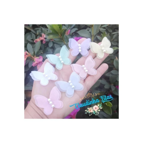 Aplique borboleta voil 4,3cm - 1 unidade