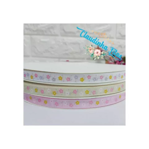Fita yama estampada floral cand 10mm c/ 3metros