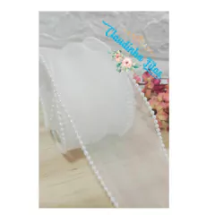 Fita importada Tule com Borda de Pérola 40mm - metro - comprar online