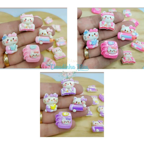 Aplique escolar Hello Kitty resina (4 unidades misto )