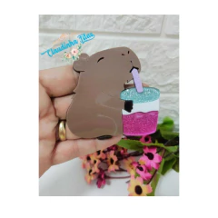 Aplique de acrilico Capivara curvado para tiara - 7cm - 1 unidade - Claudinha Fitas