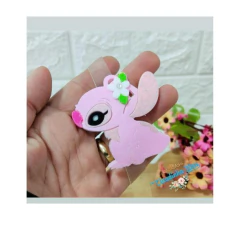 Tiara de acrilico pronta com aplique de acrilico Stitch - Claudinha Fitas