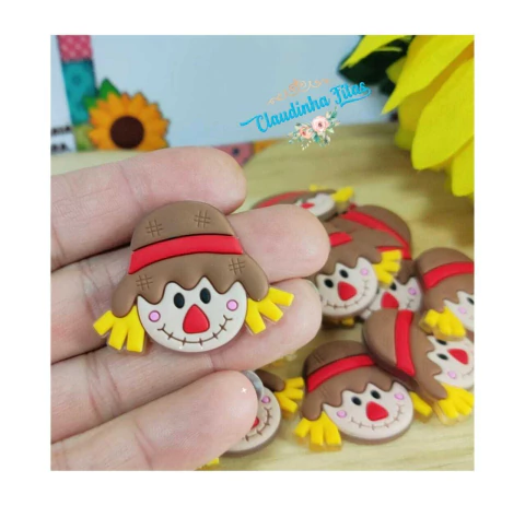 Aplique emborrachado junino espantalho - 2 unid. - tam. 3 x 3,5 cm