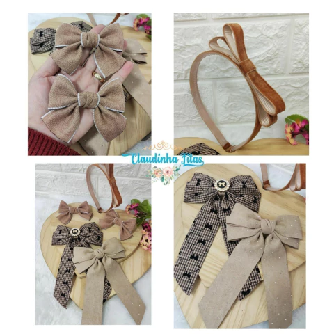 Box pegue e monte xadrez laço marrom