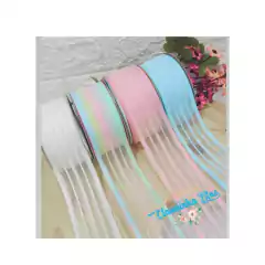 Kit fita Sinimbu organza listrada candy - 2 metros de cada cor