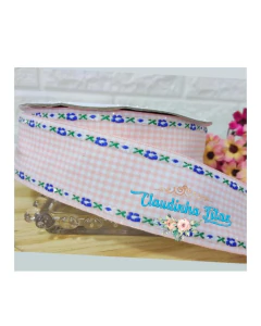 Fita xadrez Luxo bordada 38mm - (1 metro )