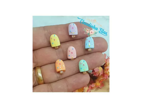 Aplique de resina picole 1,2cm - c/10 unidades sortidas