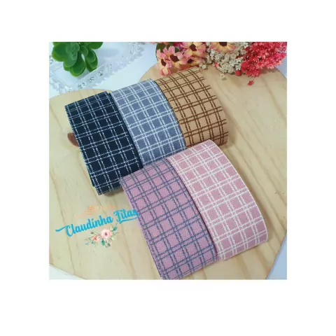 Kit fita aveludada quadriculada com 5 metros (sendo 1 metro e cada cor)