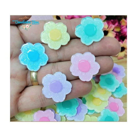 Aplique de acrílico flor M 2cm - 5 unidades